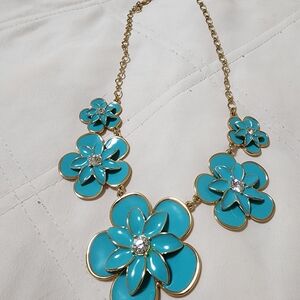 Kate Spade Gold and Blue Floral Necklace